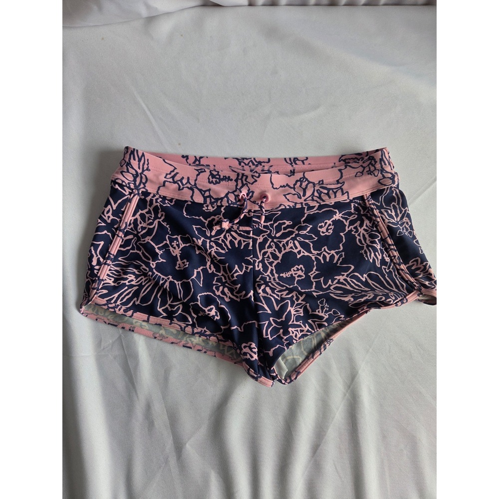 Athleta Girl Cannonball 2.0 Swim Shorts Navy Pink Floral XL 14 Board Shorts